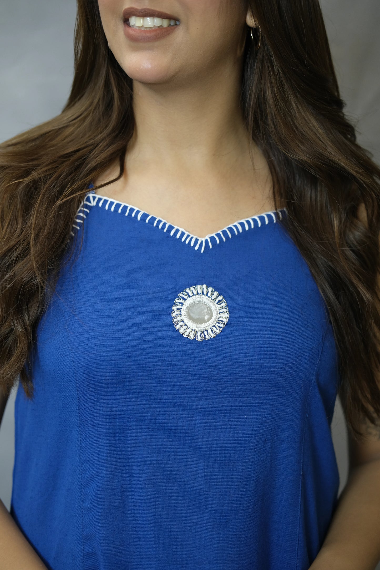 Blue Sleeveless Spaghetti Kurta Pant Set | Flex Cotton