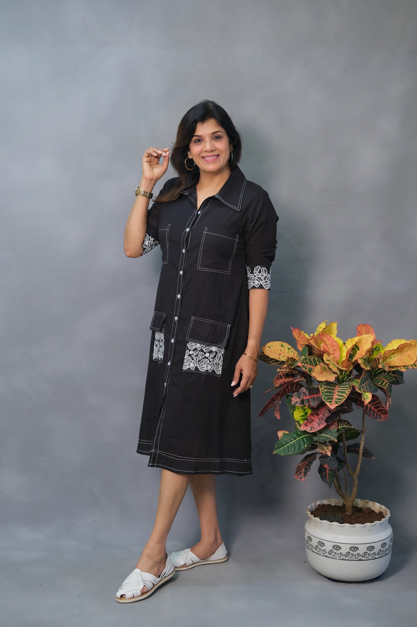 Black One Piece – Embroidered Cotton Dress for Confident Everyday Style