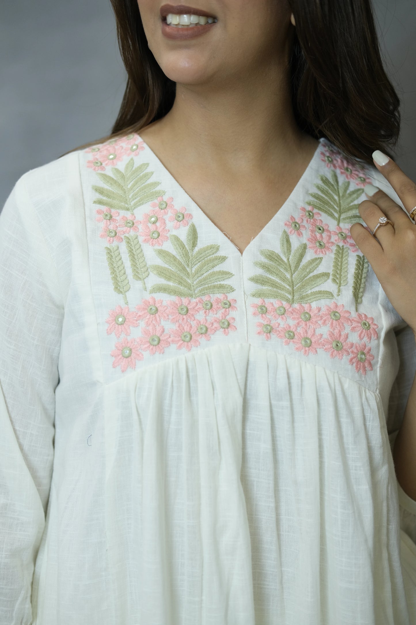 White Embroidered Co-ord Set | Flex Cotton | Elegant Everyday Wear