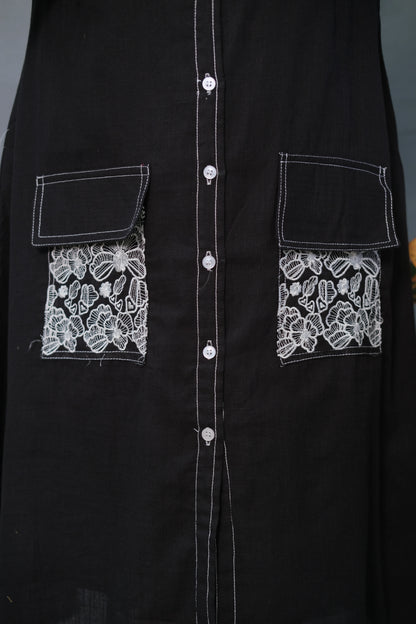 Black One Piece – Embroidered Cotton Dress for Confident Everyday Style