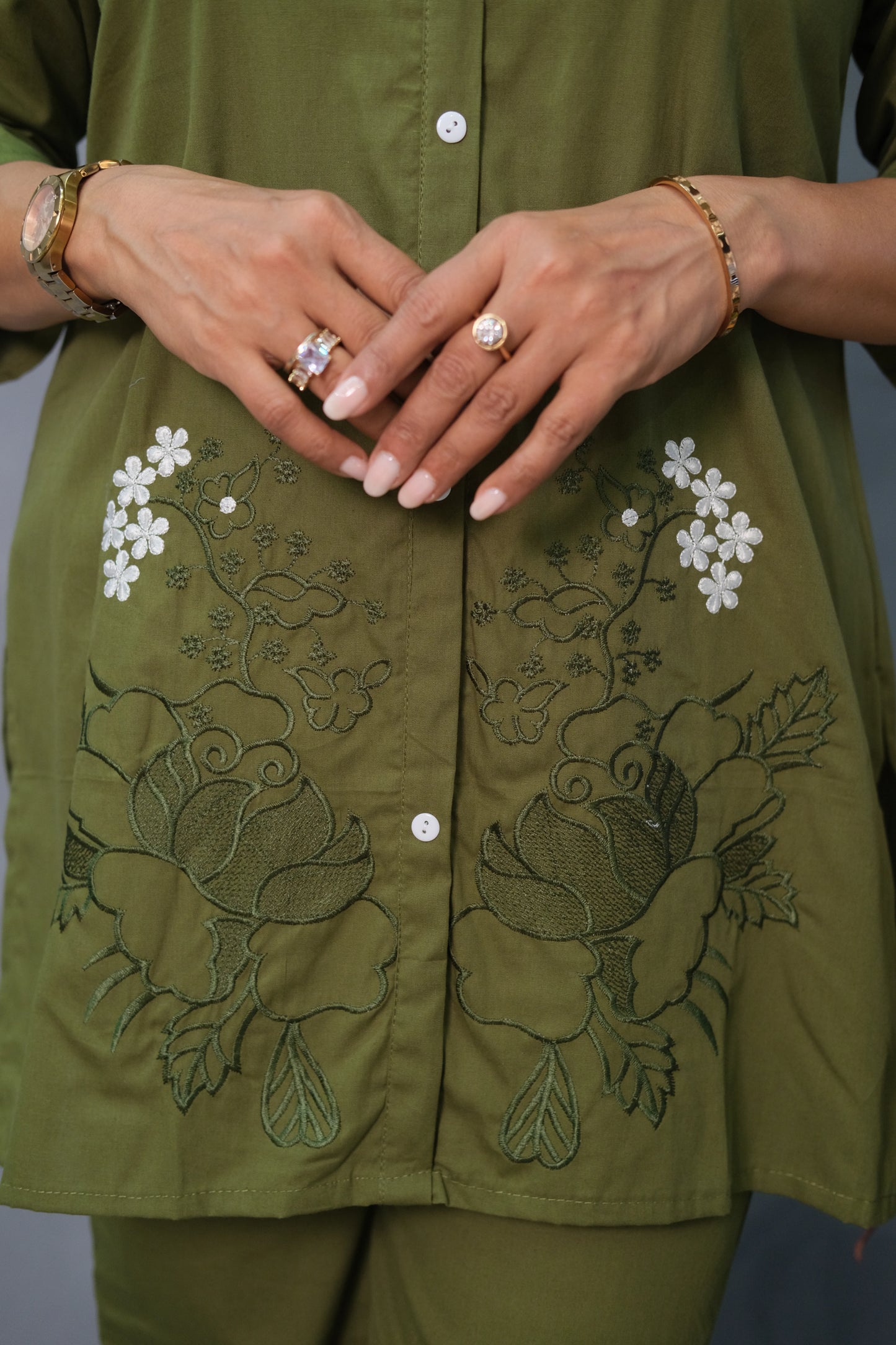 Green Embroidered Co-ord Set – Pure Cotton Comfort with Elegant Detailing