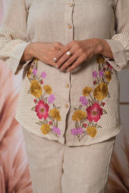 Jute Patch Work Co-ord Set with Mul Cotton Lining