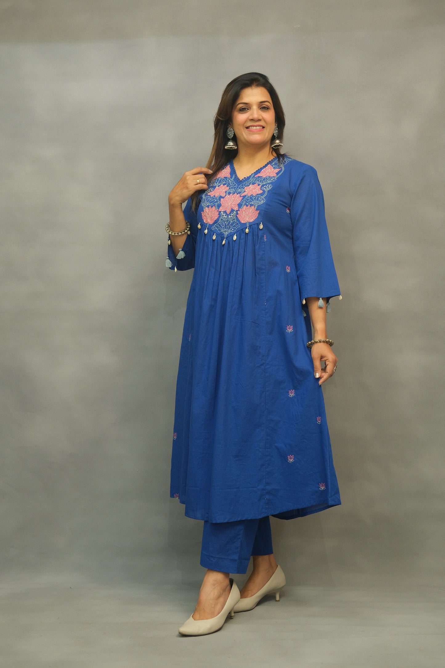 Embroidered Cotton Two-Piece Set – Elegant & Comfortable Ethnic Wear