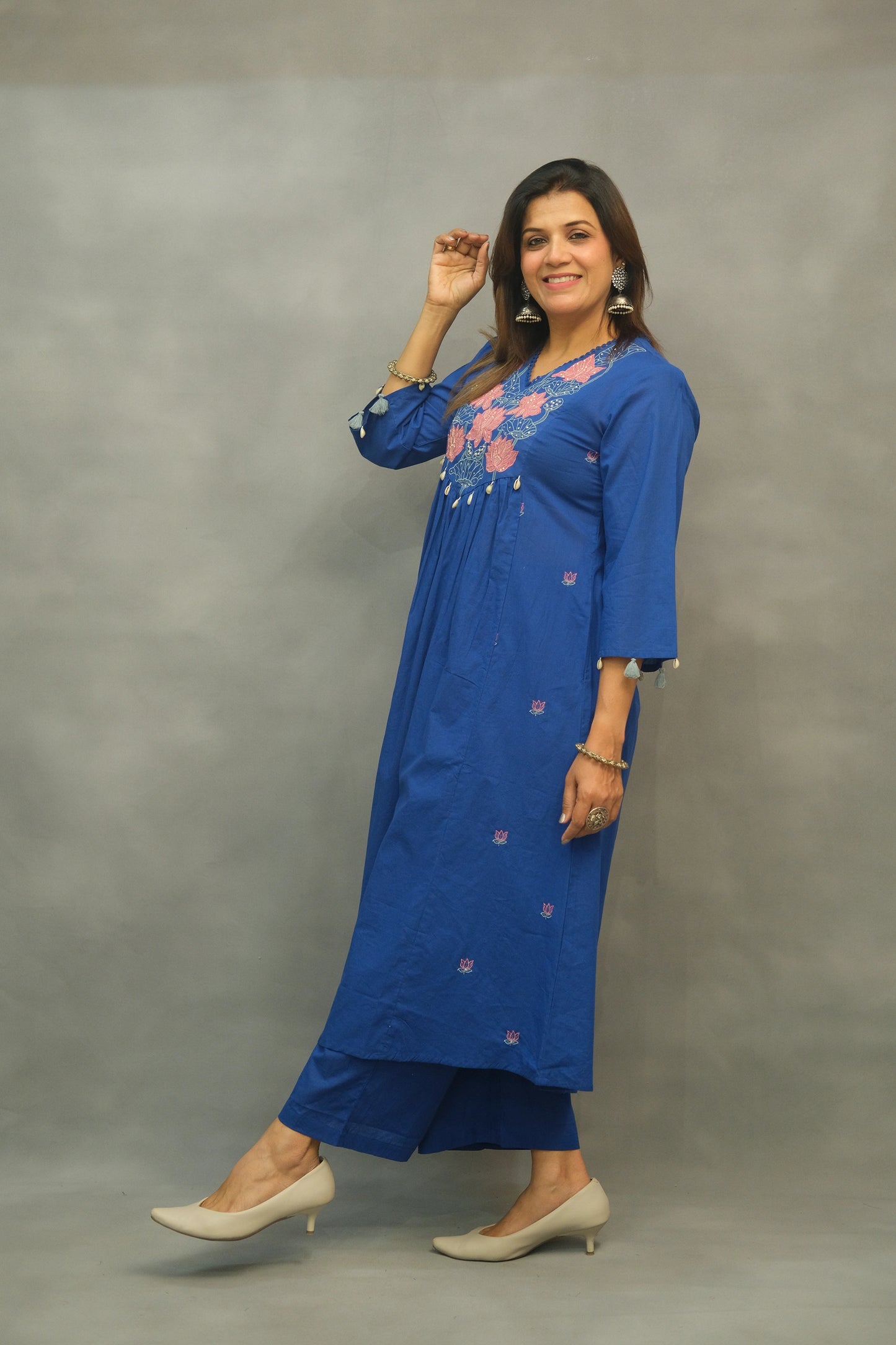 Embroidered Cotton Two-Piece Set – Elegant & Comfortable Ethnic Wear