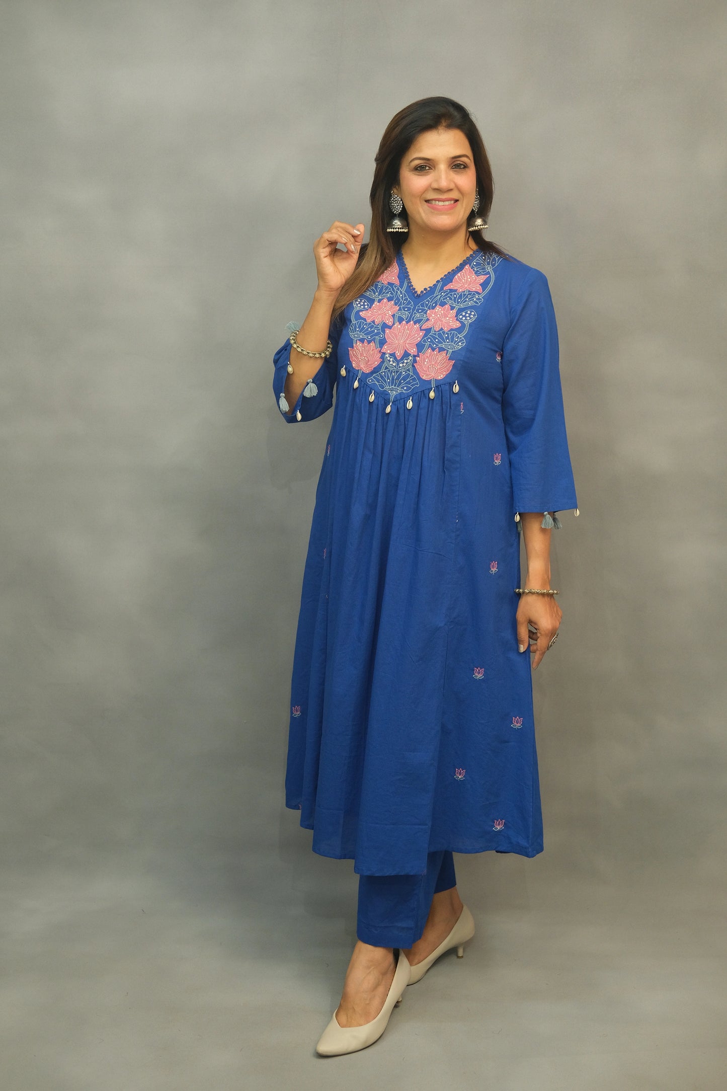 Embroidered Cotton Two-Piece Set – Elegant & Comfortable Ethnic Wear