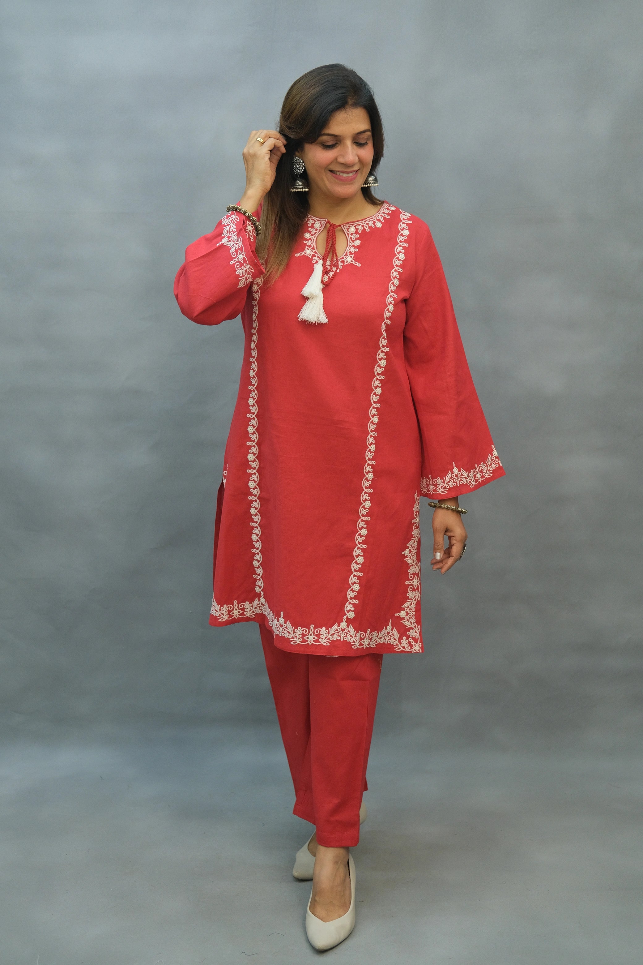 Lahori Style Embroidered Kurta Pant Set – Flex Cotton Ethnic Wear