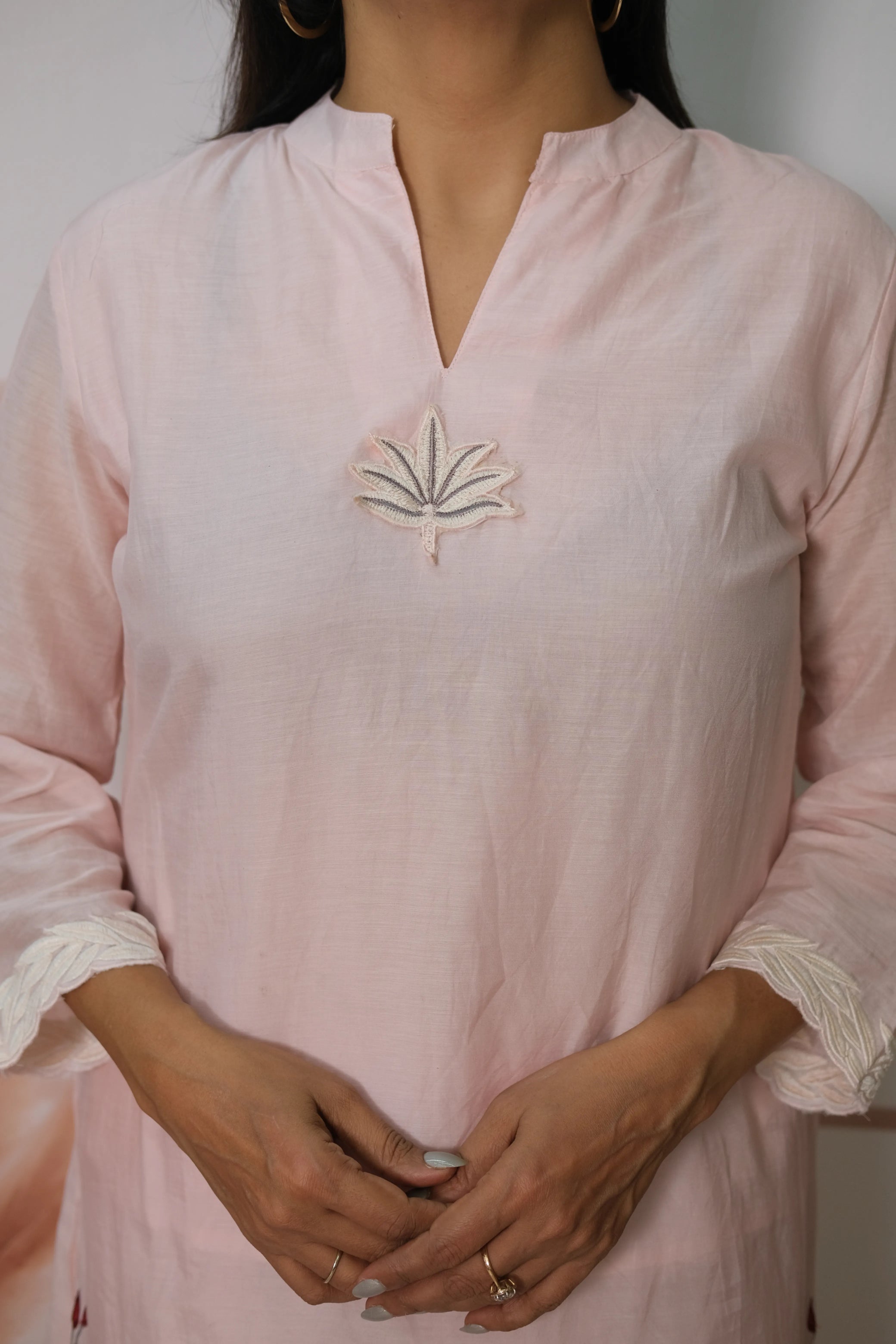 Baby Pink Mul Chanderi Co-ord Set with Cut Work & Embroidery