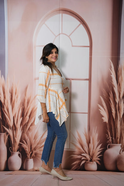 White Pure Cotton Angrakha Style Wrap Top