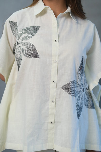 Cream Co-ord Set with White Embroidery | Soft Cotton