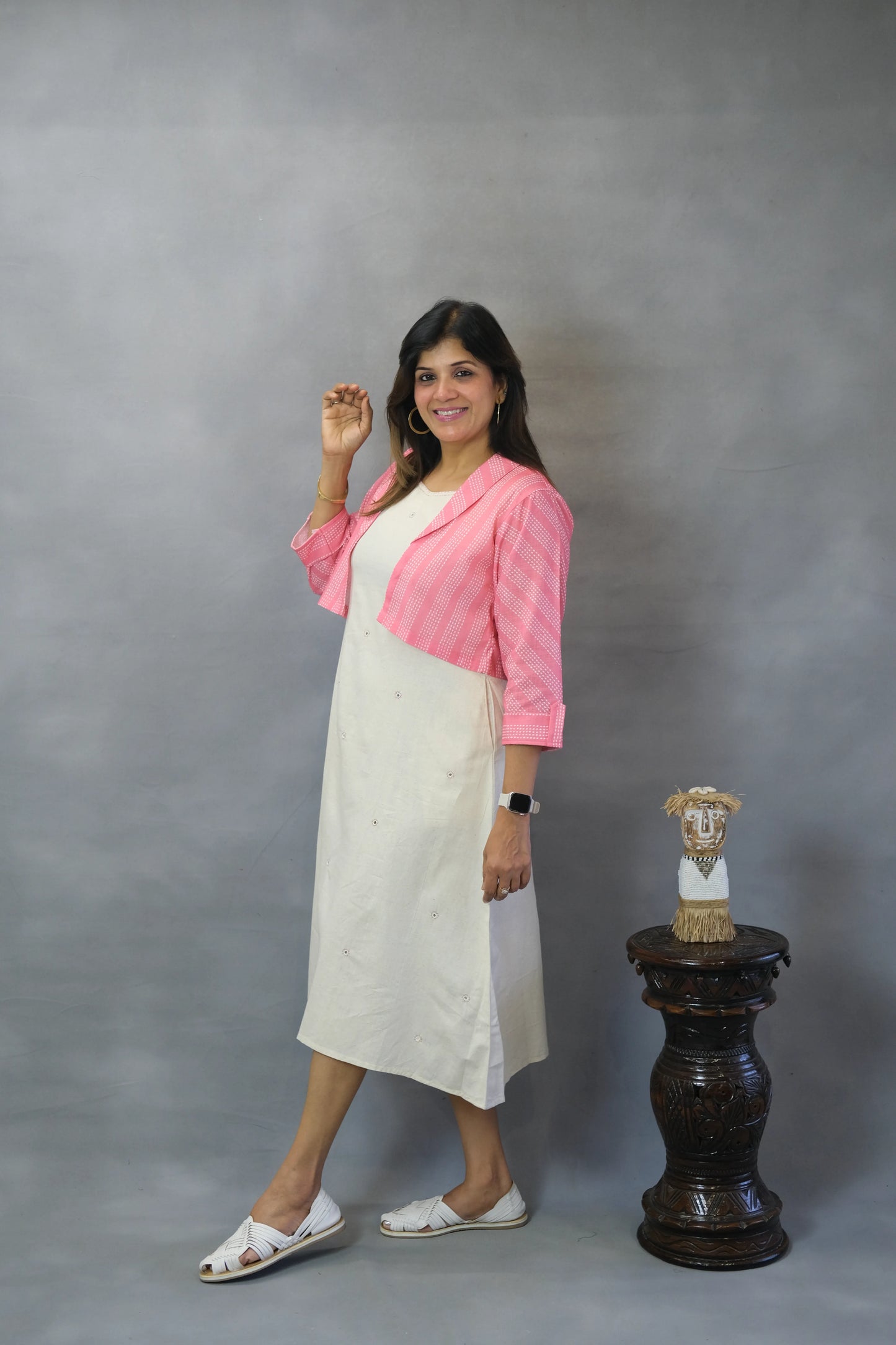 White One Piece with Pink Shrug | Flex Cotton Set