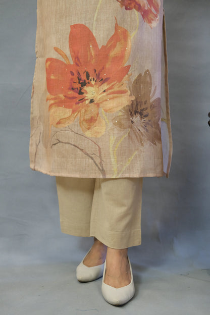 Mouse Floral Printed Kurta Pant Set in Linen Cotton | Breezy Everyday Elegance