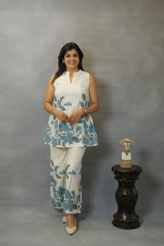 Rama Floral Printed Sleeveless Co-ord Set | Flex Cotton