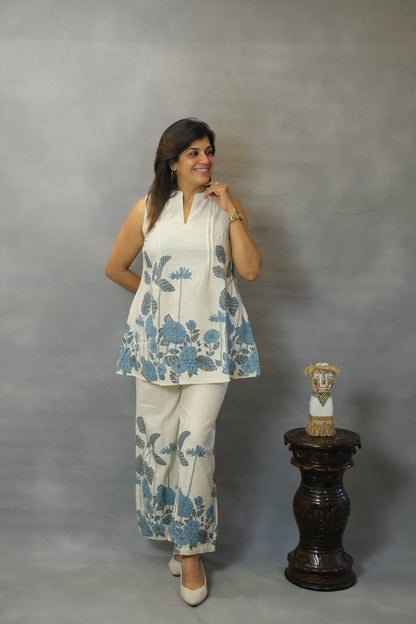 Rama Floral Printed Sleeveless Co-ord Set | Flex Cotton
