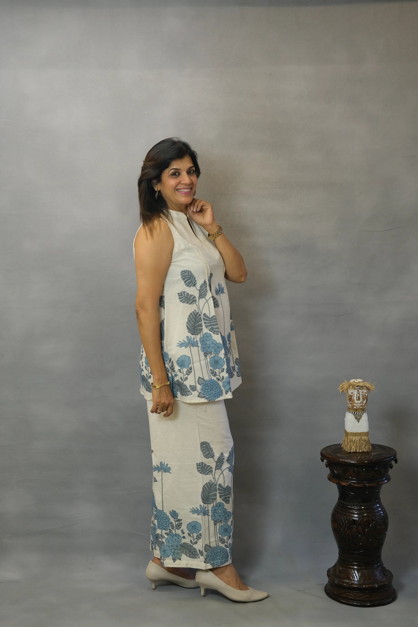 Rama Floral Printed Sleeveless Co-ord Set | Flex Cotton