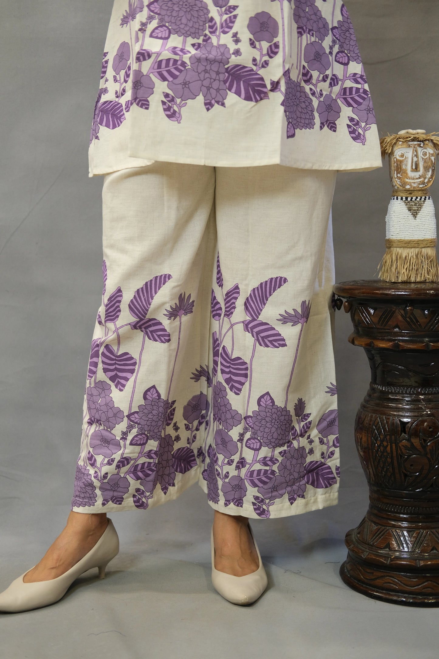 Purple Floral Printed Sleeveless Co-ord Set | Flex Cotton