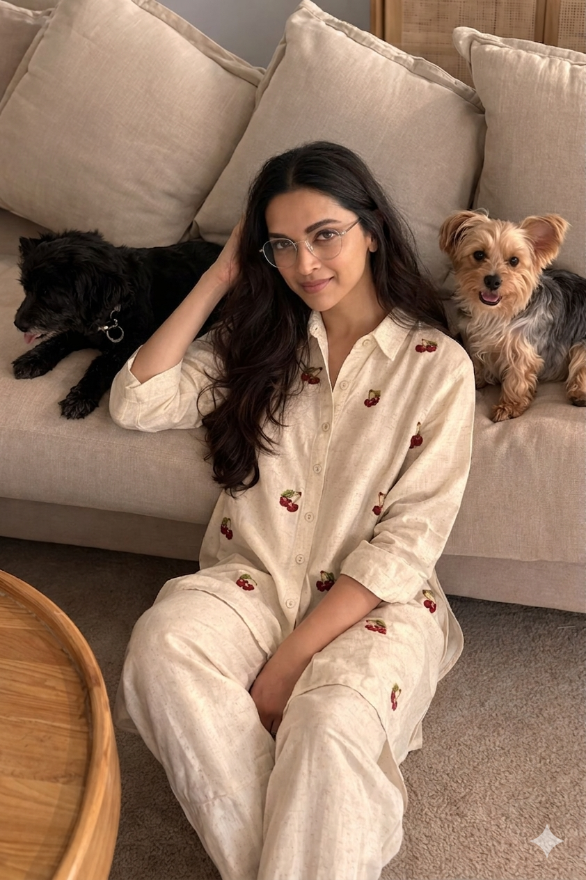 Off White Oversized Collar Neck Co-Ord Set | Barrel Pant | with Floral Embroidery | Plus Sizes Available