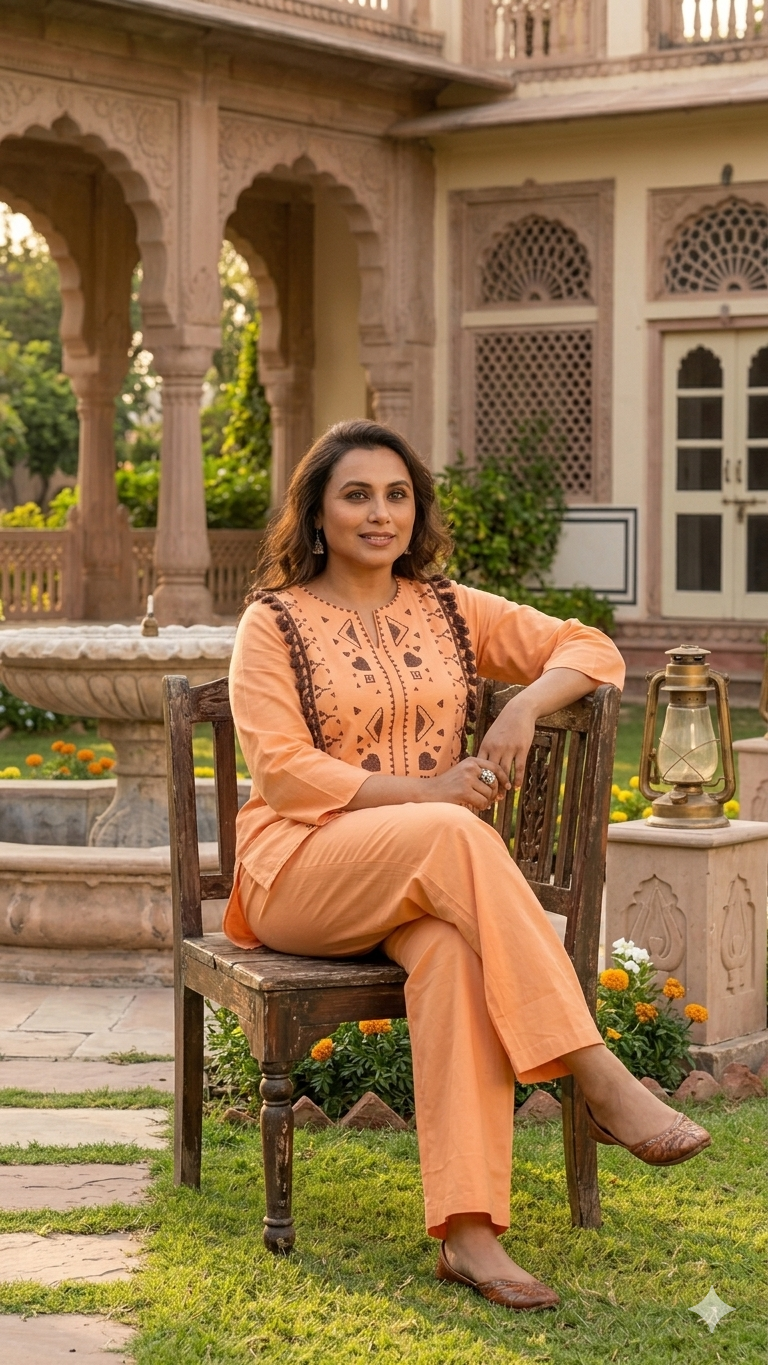 Peach Orange Slub Cotton Embroidered Co-Ord Set | Stylish Ethnic Co-Ord for Women