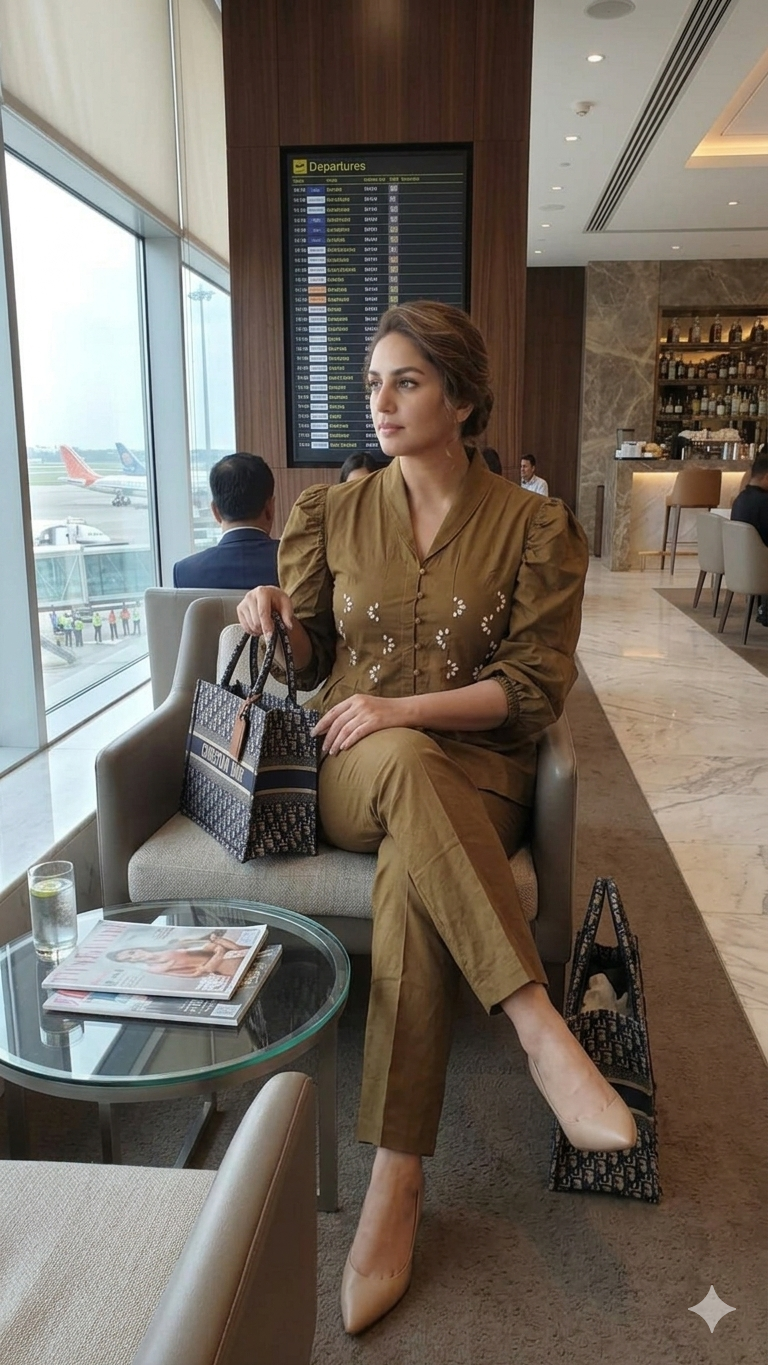 Olive Brown Cotton Embroidered Co-Ord Set | Soft Cotton Casual & Office Wear for Women