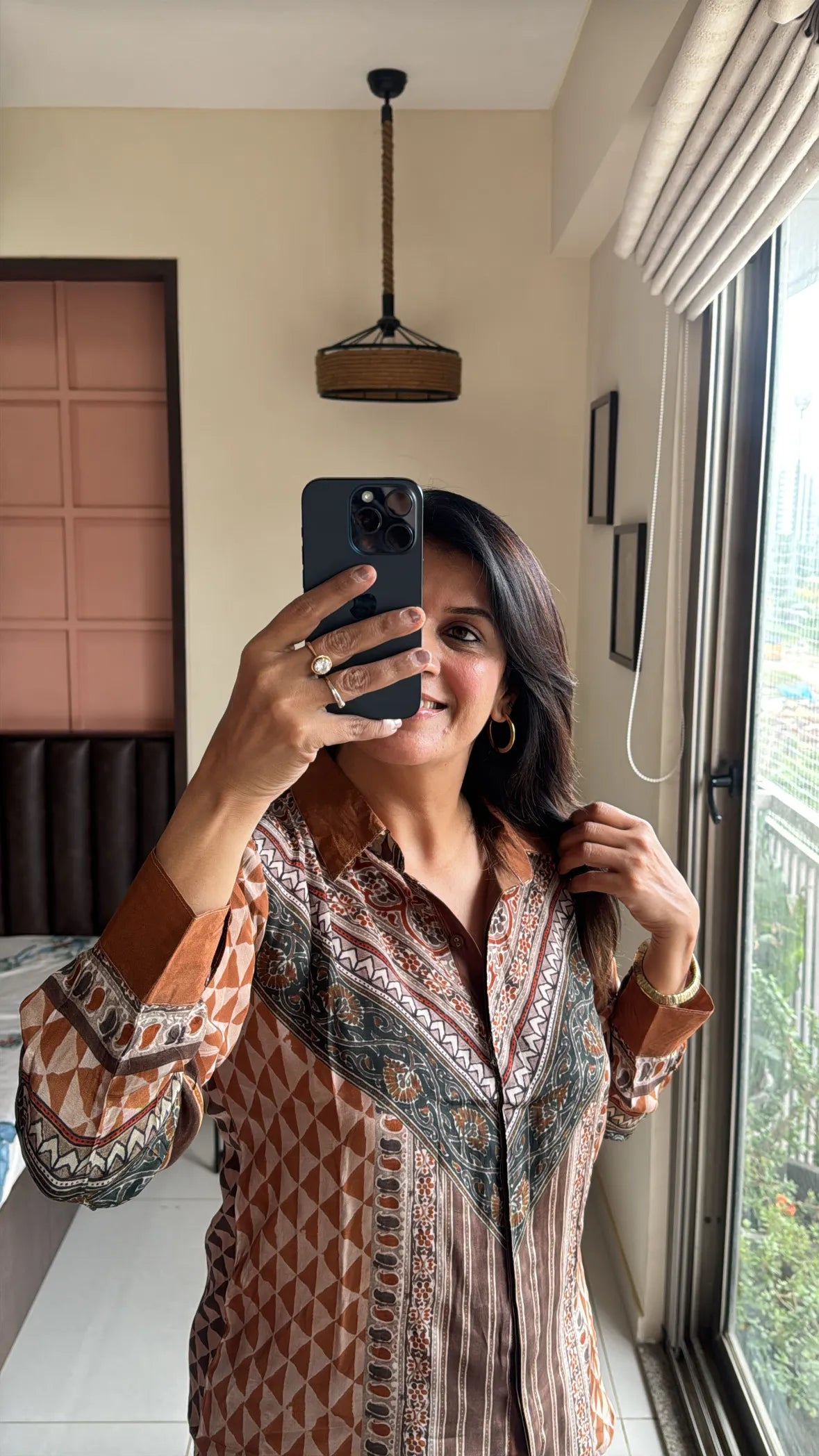 Brown - Traditional Ajrakh Printed Co-Ord Set | Pure Crepe