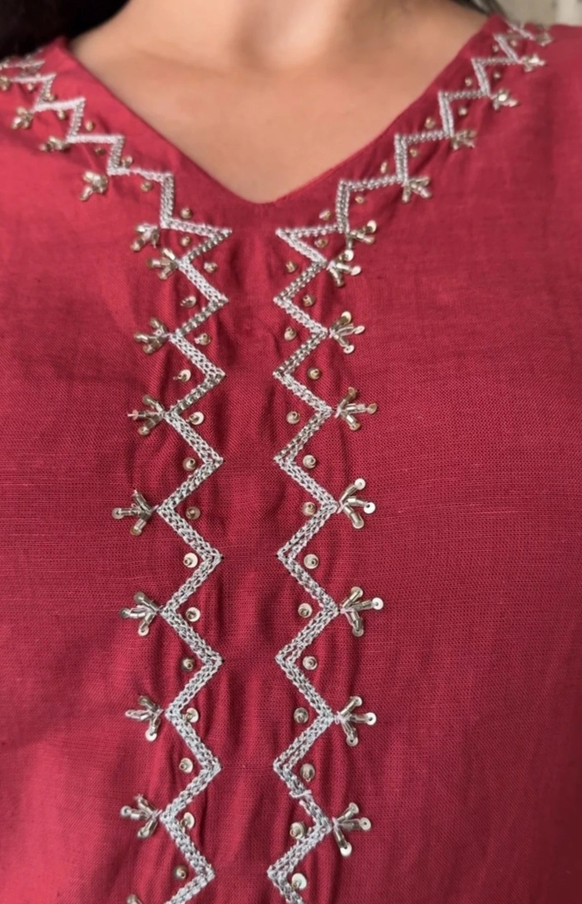 Louis Red Hand Embroidered Co-ord Set | Pearl & Sequin Work | Rayon Flex Ethnic Wear