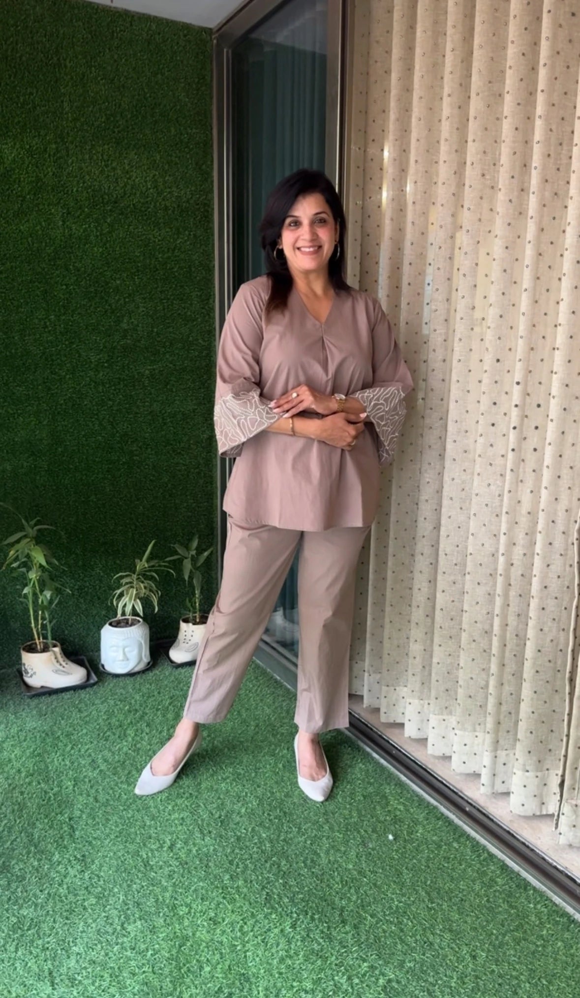 Dusty Brown Molly Embroidered Straight Fit Co-ord Set