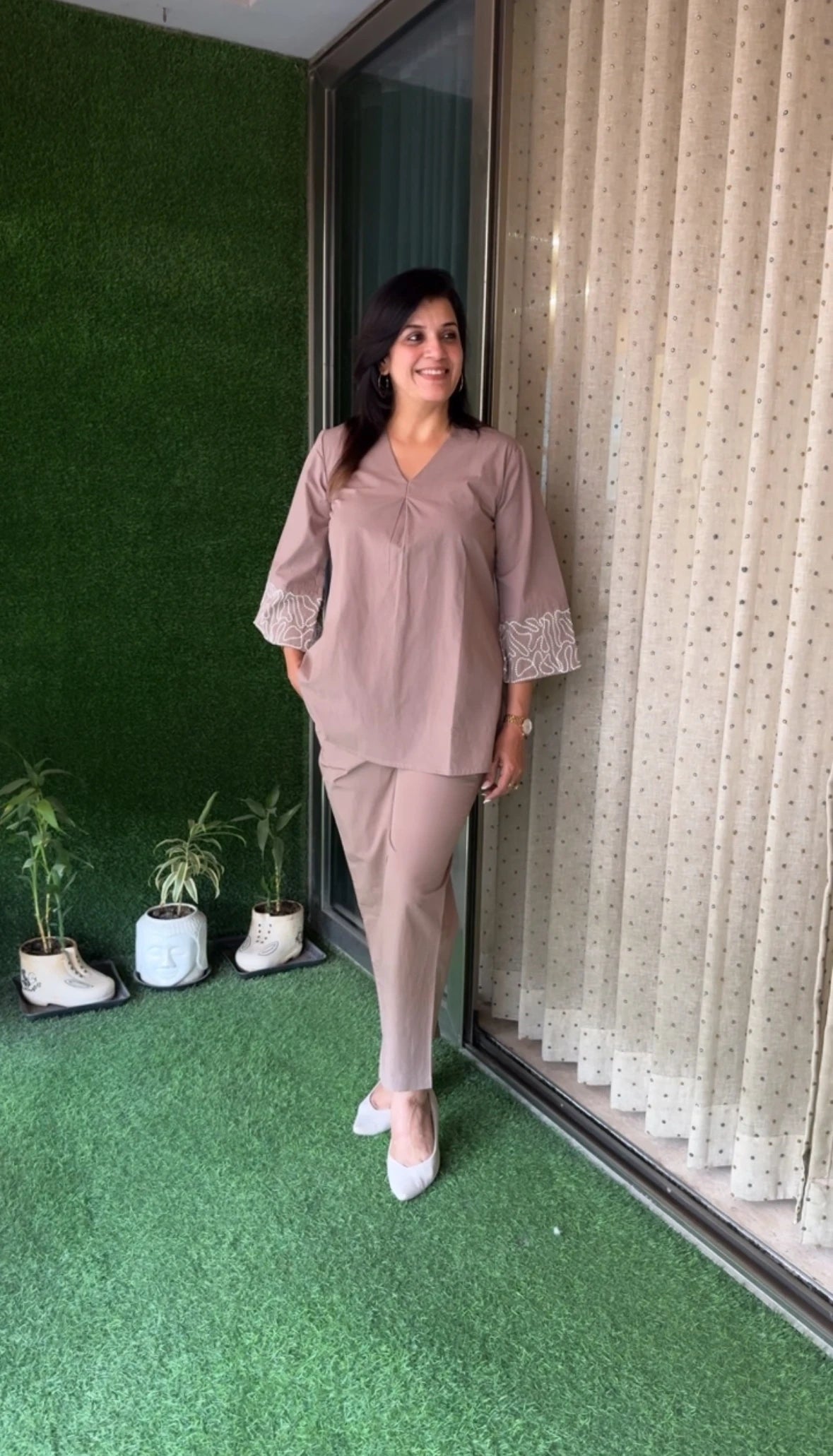 Dusty Brown Molly Embroidered Straight Fit Co-ord Set
