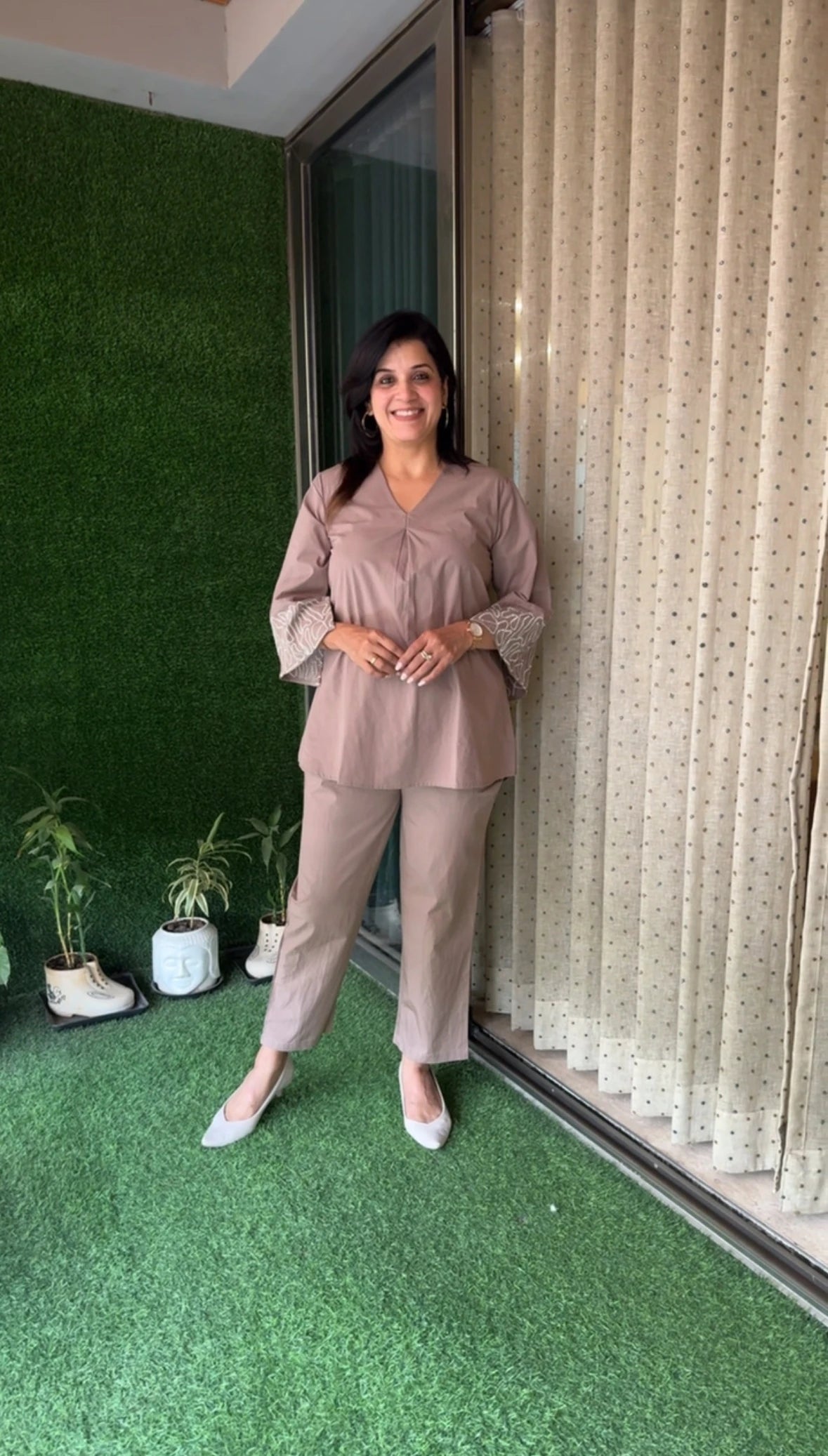Dusty Brown Molly Embroidered Straight Fit Co-ord Set