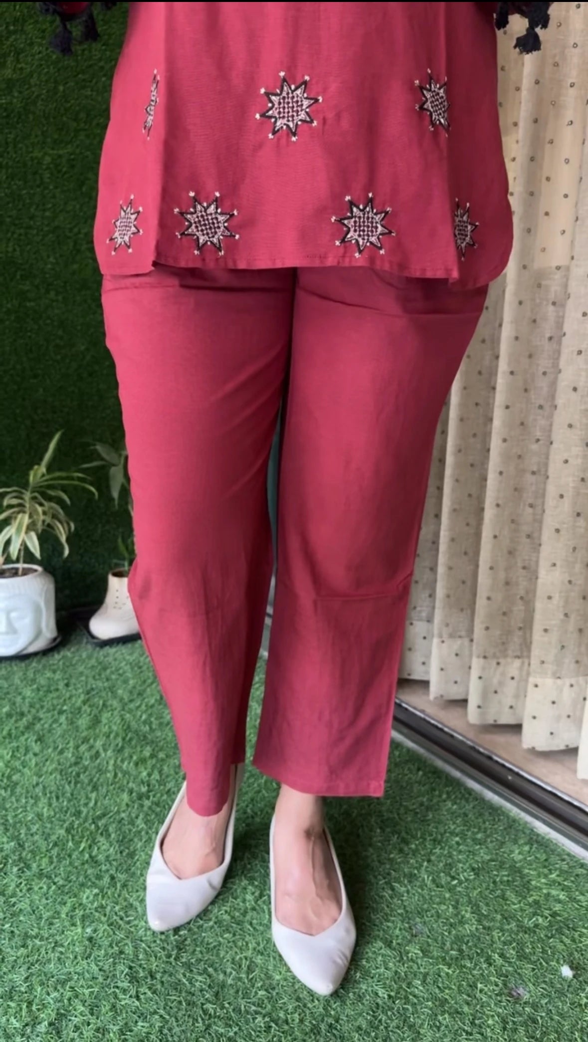 Louis Maroon Hand Embroidered Co-ord Set