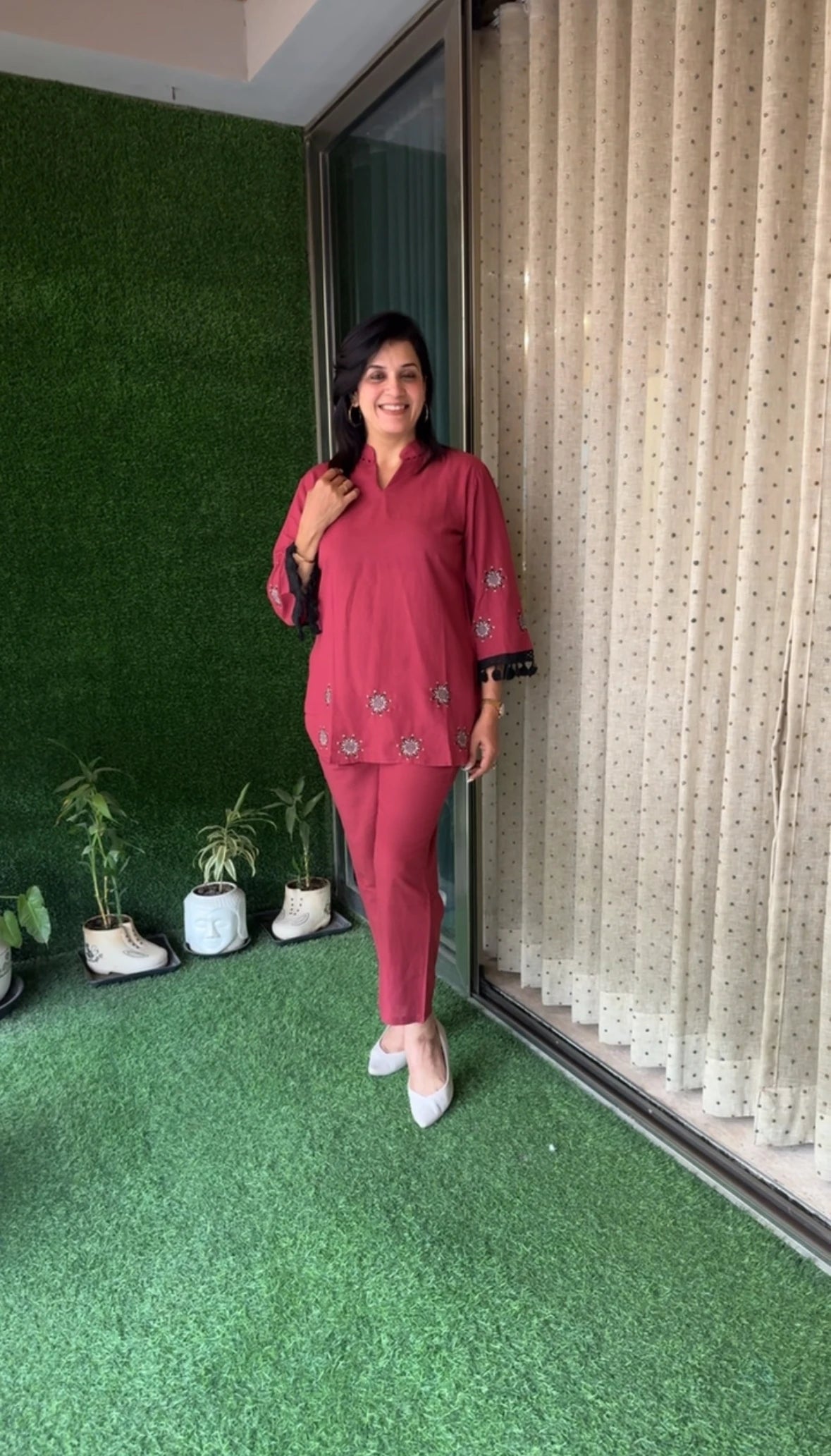 Louis Maroon Hand Embroidered Co-ord Set