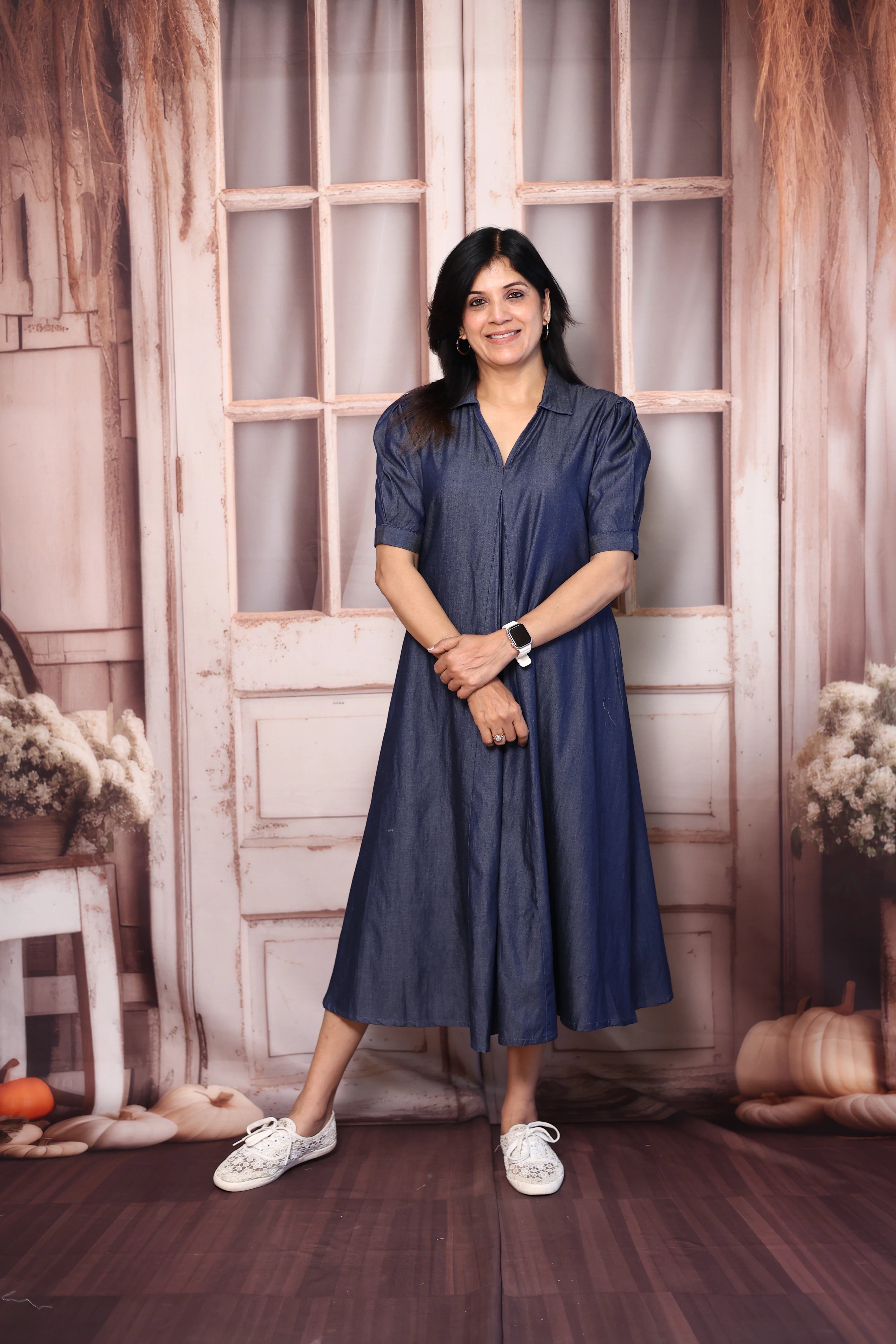 Navy Blue Soft Denim One Piece Dress | Stylish Casual Everyday Wear
