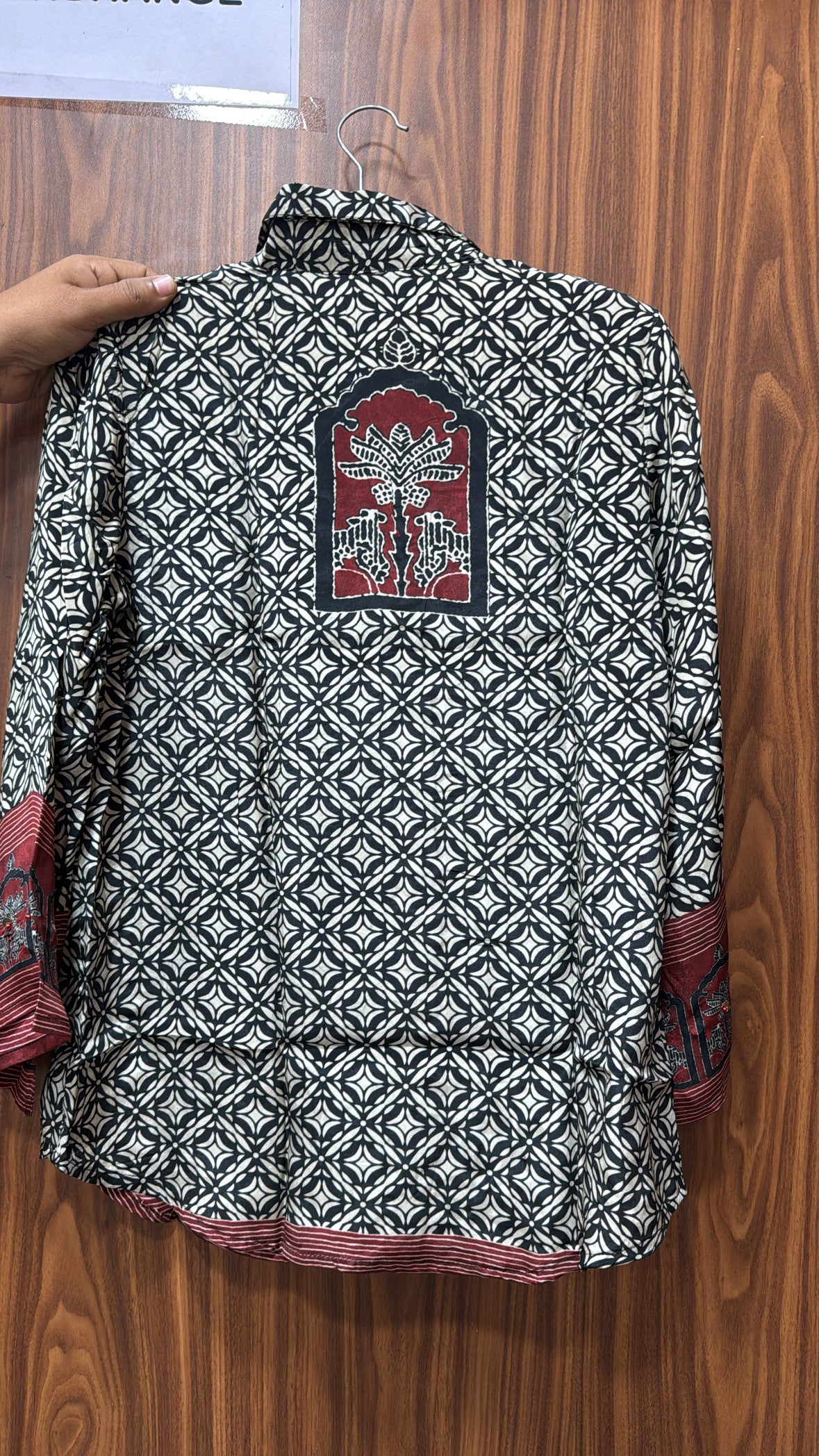 Black Collared Tunic Shirt | Embroidered Pure Crepe Designer Wear