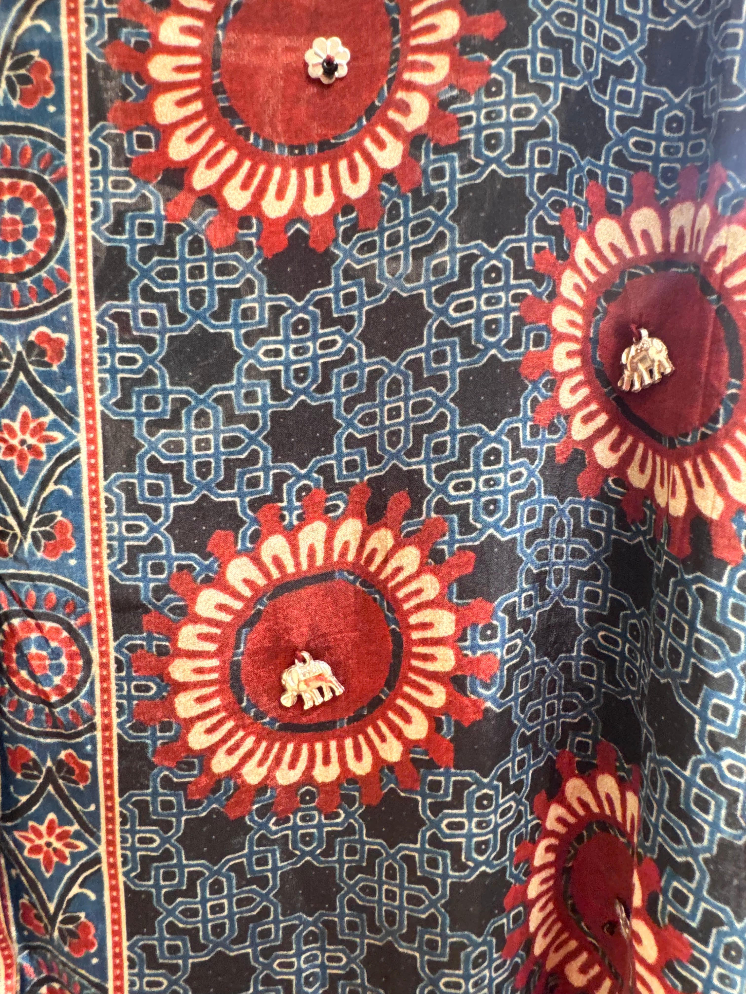Maroon Kalamkari Print Collared Tunic Shirt | Pure Crepe