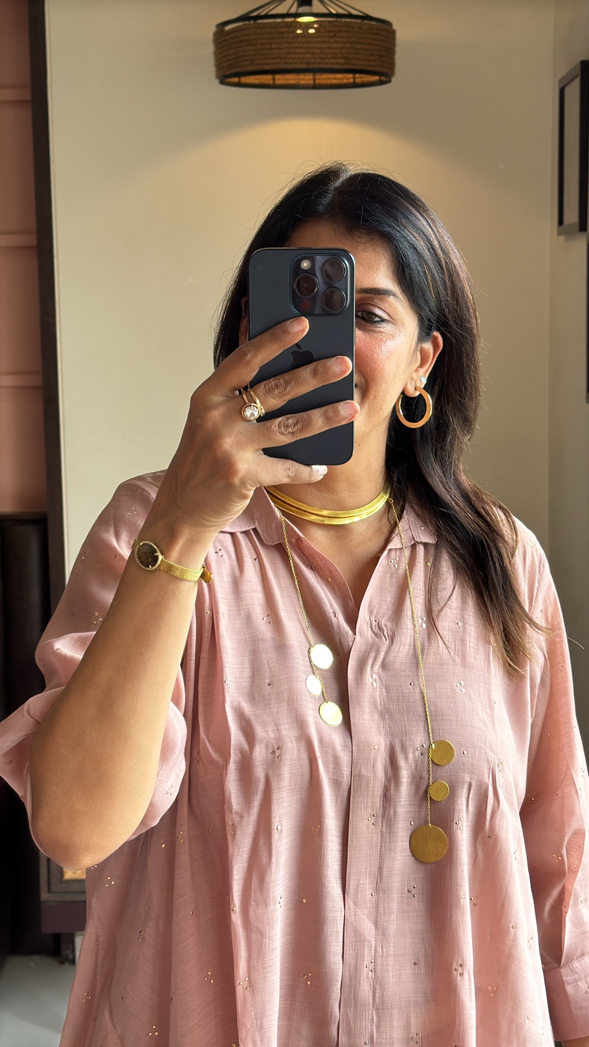 Dusty Pink Stylish Co-Ord Set with Inner | Badla & Mukaish Work | Mul Chanderi Silk