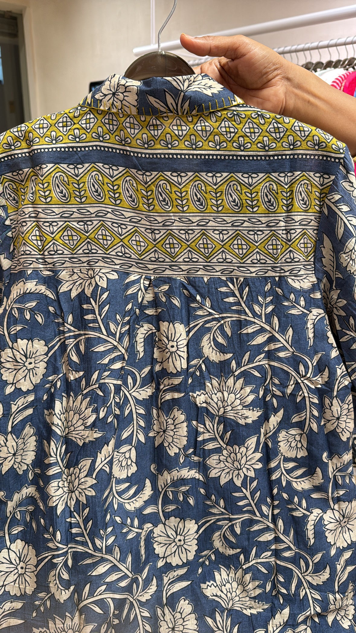 Indigo Blue Kalamkari Print Kurta & Plazzo Set with Detachable Inner | Pure Mul Chanderi