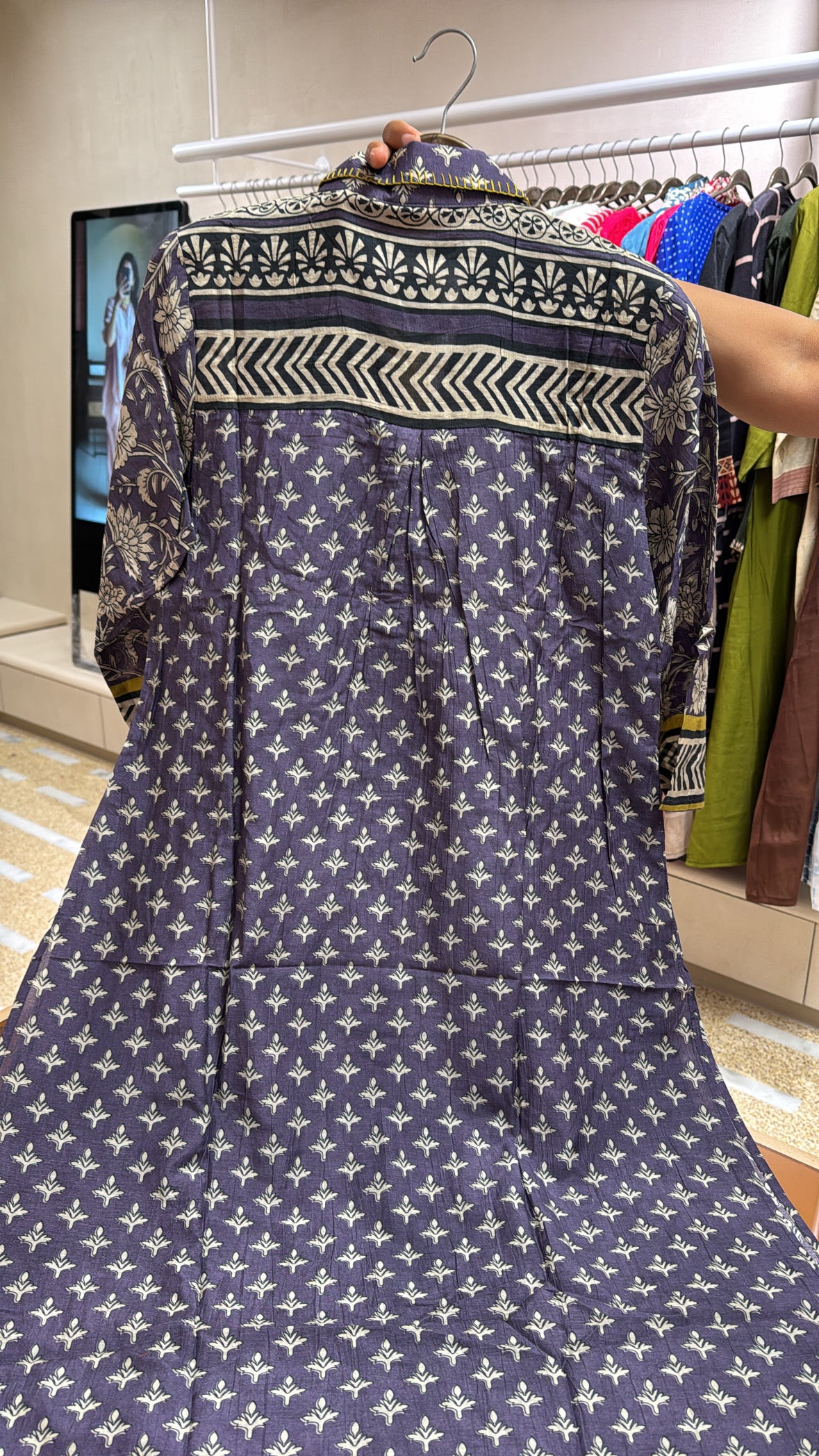 Purple Kalamkari Print Kurta & Plazzo Set with Detachable Inner | Pure Mul Chanderi