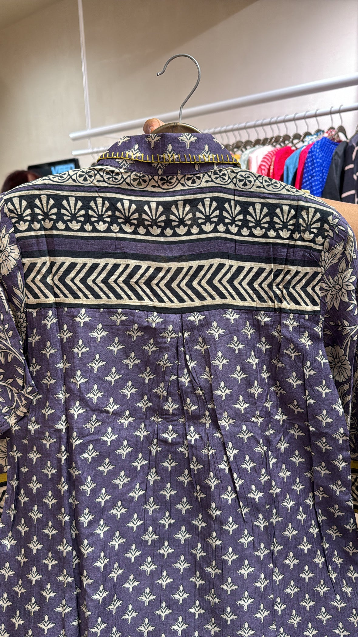 Purple Kalamkari Print Kurta & Plazzo Set with Detachable Inner | Pure Mul Chanderi
