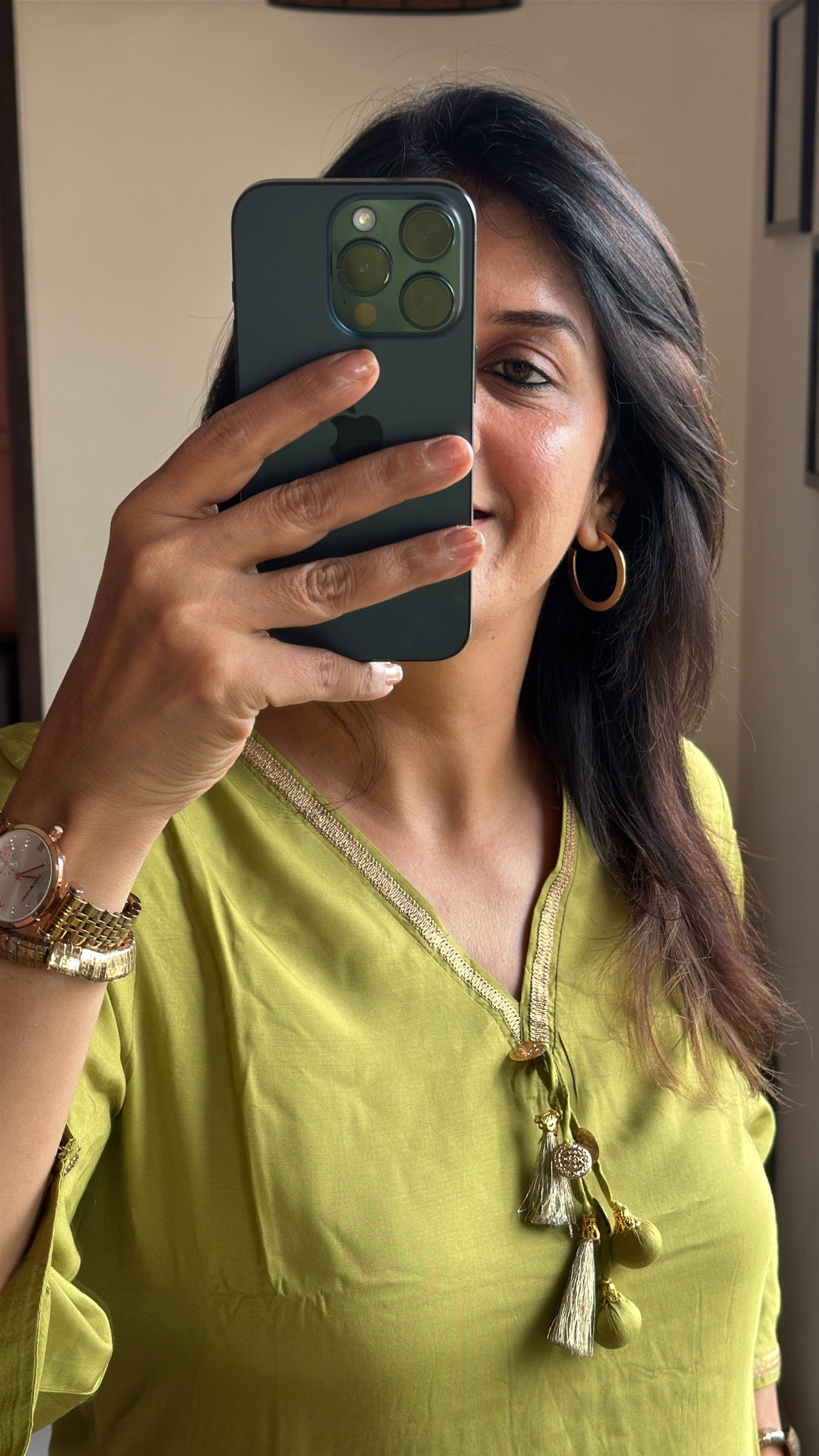 Liril Green Embroidered Top with Palazzo Co-Ord Set | Pure Muslin