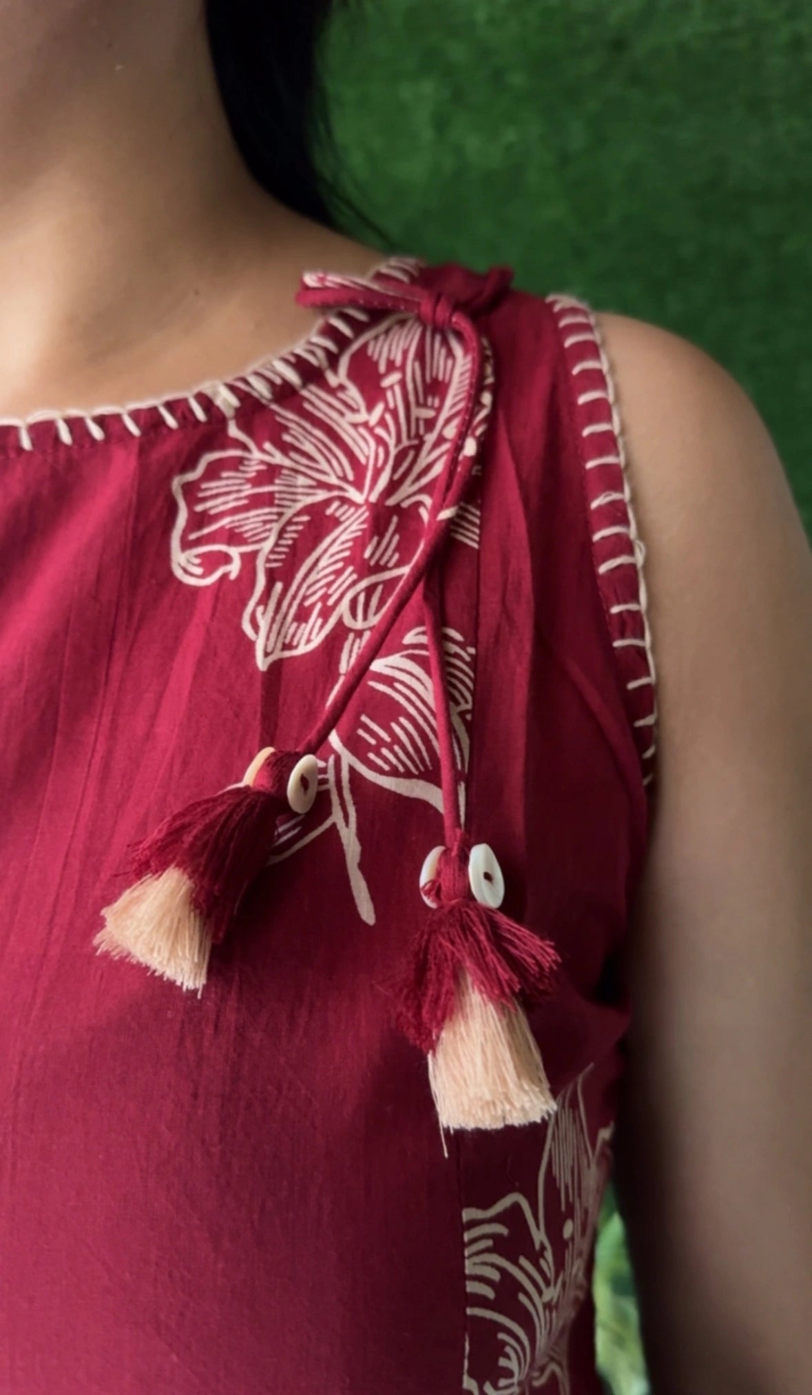 Maroon Sleeveless Short Top | Soft Cotton | Printed