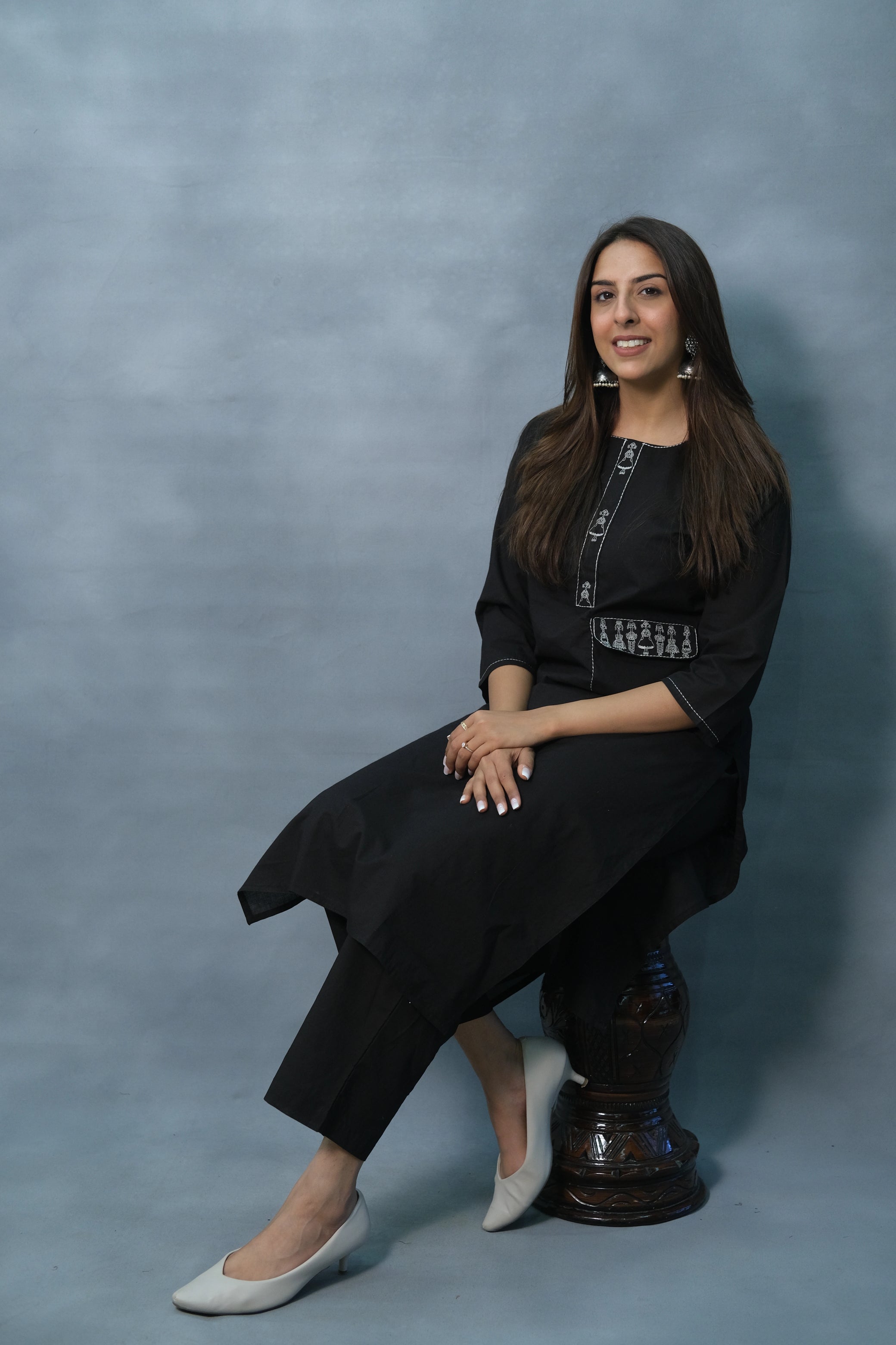 Black Color Two-Piece Cotton Set – Elegant & Comfortable Ethnic Wear