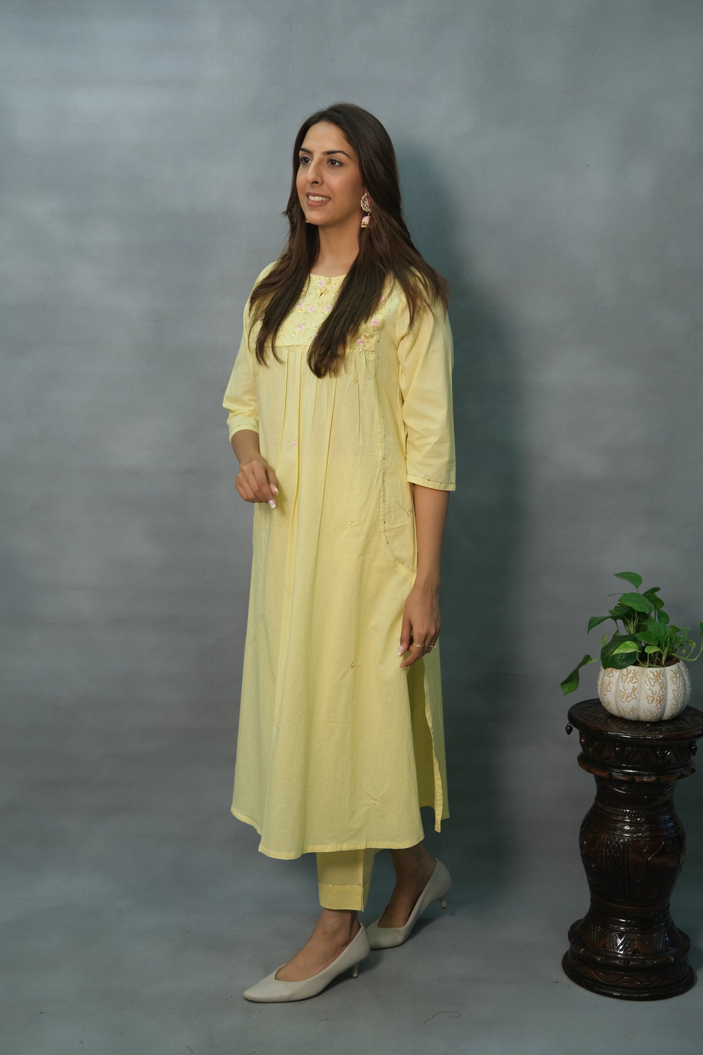 Yellow Embroidered Mul Cotton 2-Piece Set – Bright & Beautiful Everyday Wear