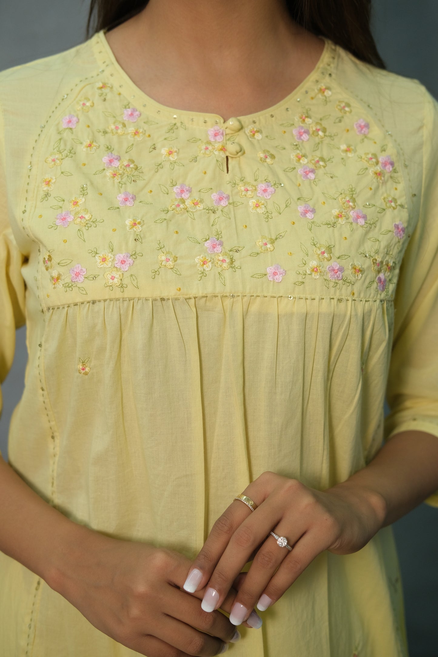 Yellow Embroidered Mul Cotton 2-Piece Set – Bright & Beautiful Everyday Wear