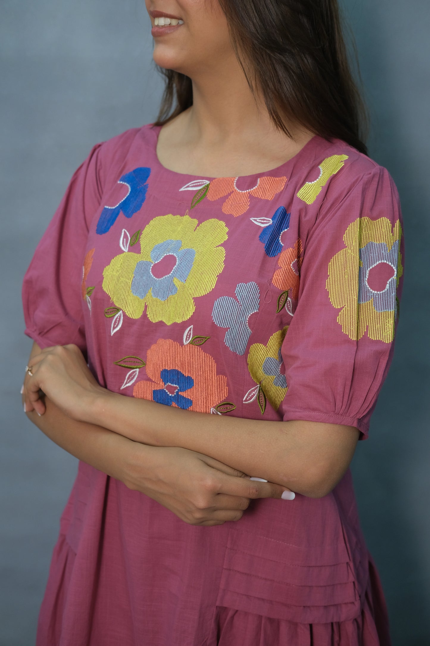 Magenta Embroidered Cotton Kurta Pant Set – Elegant Ethnic Wear