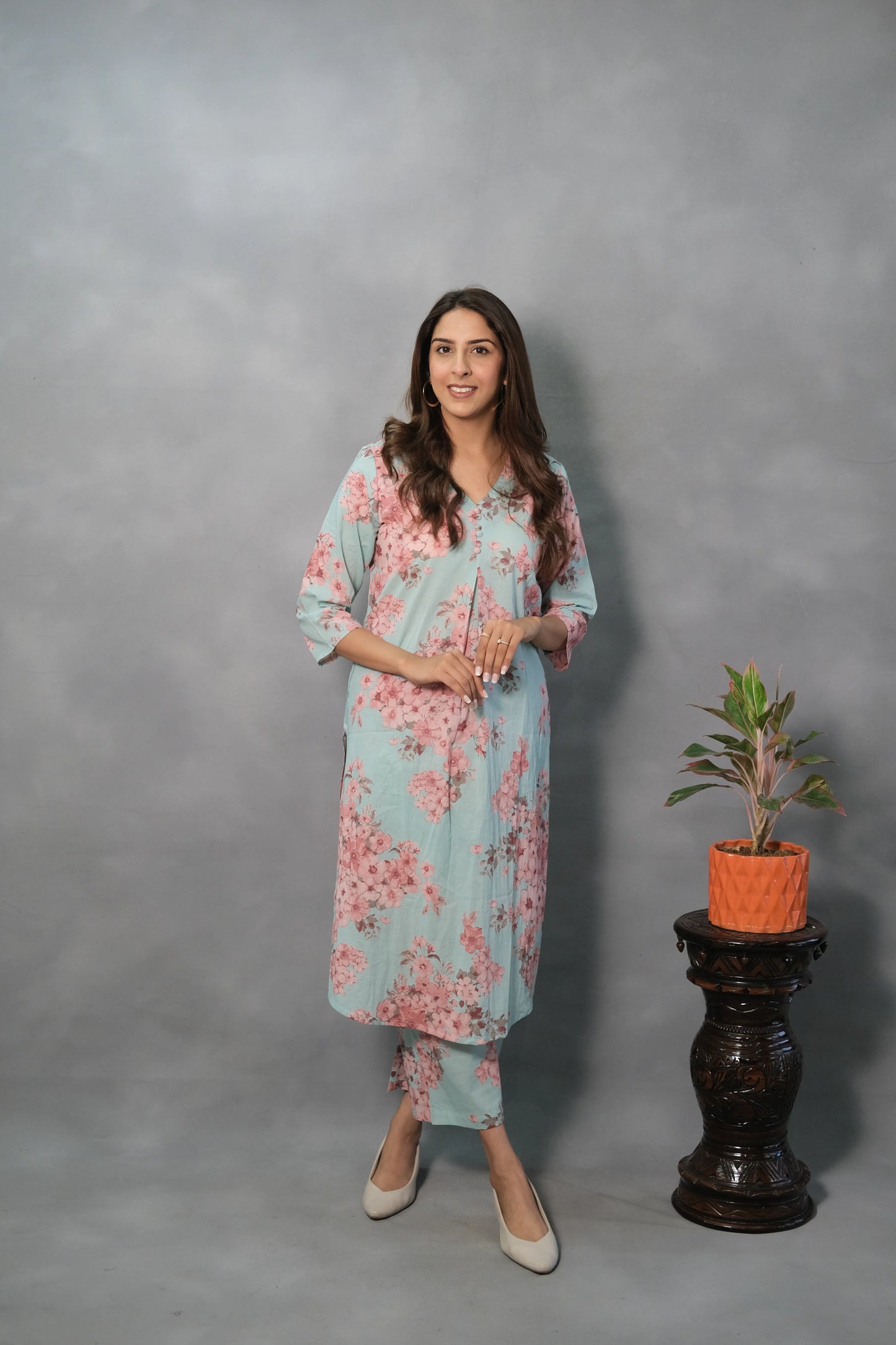 Floral Printed Kurta Pant Set | Soft Cotton
