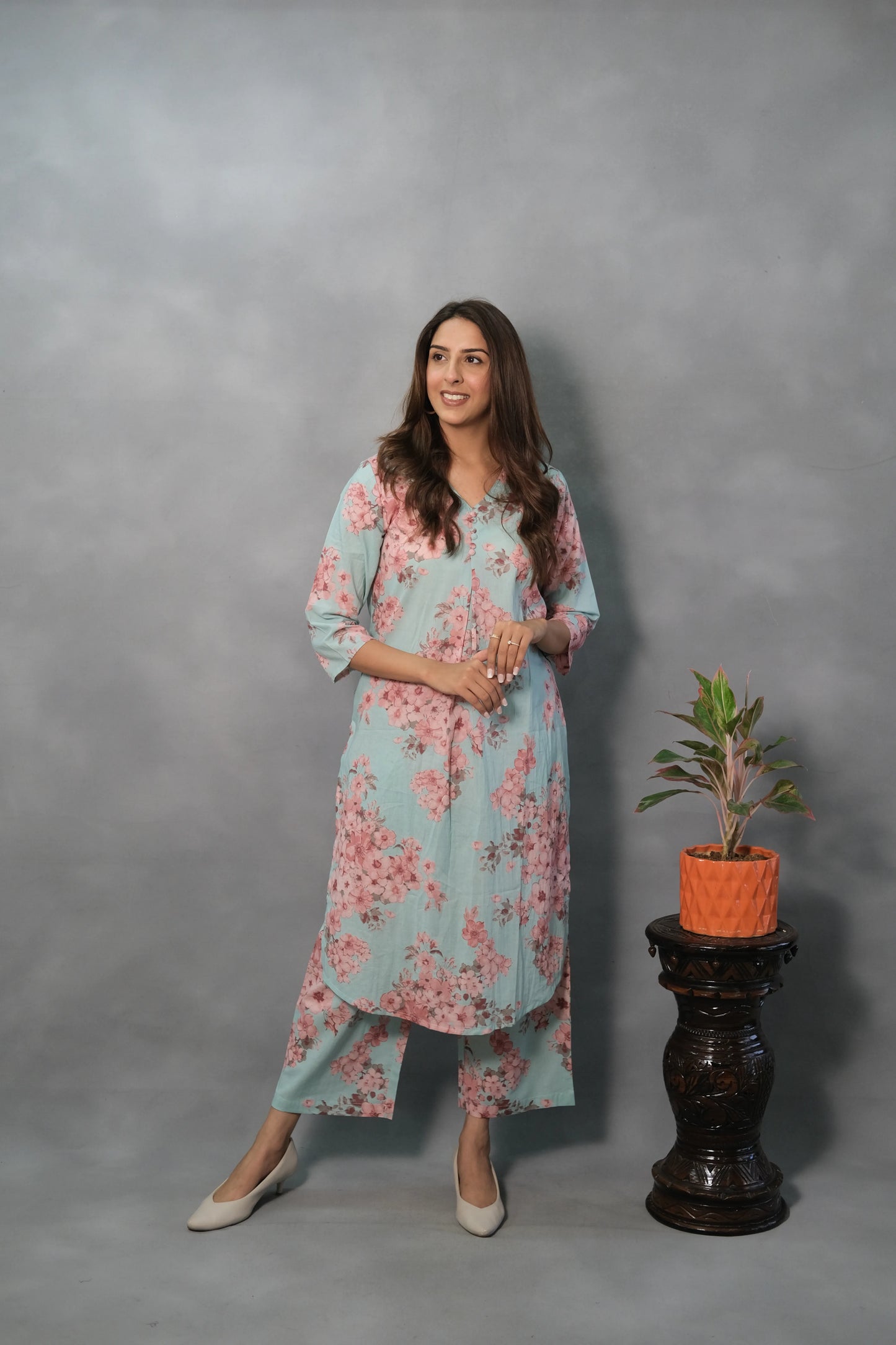 Floral Printed Kurta Pant Set | Soft Cotton