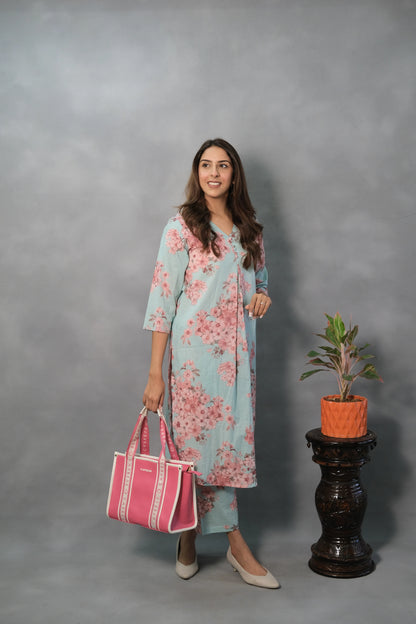 Floral Printed Kurta Pant Set | Soft Cotton