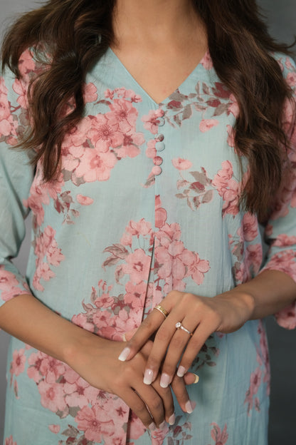 Floral Printed Kurta Pant Set | Soft Cotton