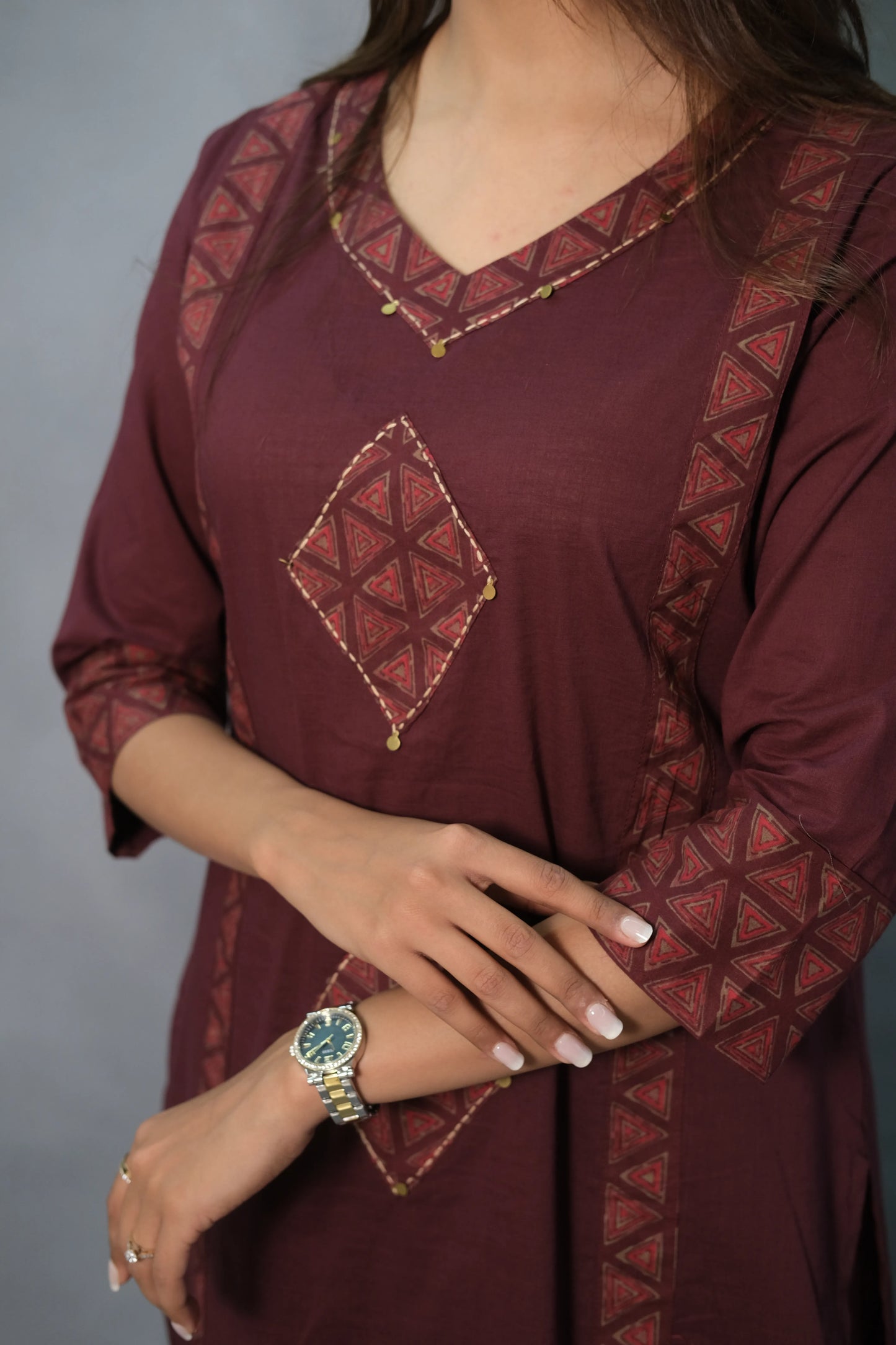 Maroon Printed Kurta Pant Set | Soft Cotton
