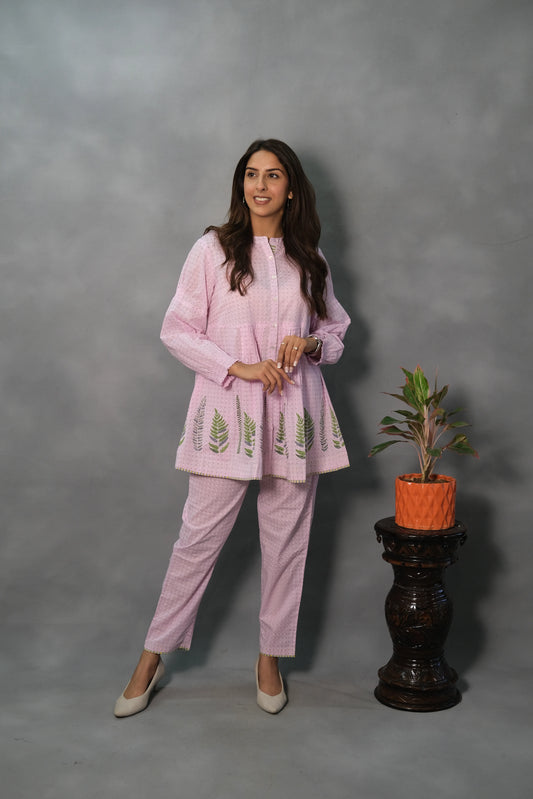 Baby Pink Printed Co-ord Set | Soft Cotton