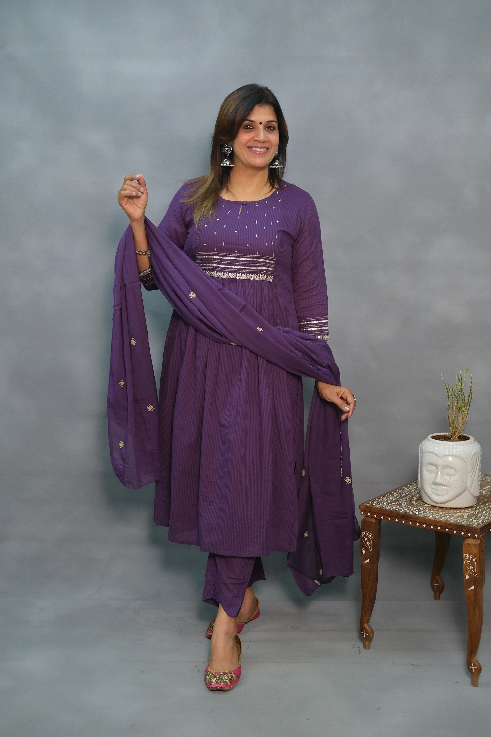 Elegant Soft Cotton 3-Piece Suit Set – Lightweight & Comfortable Ethnic Wear