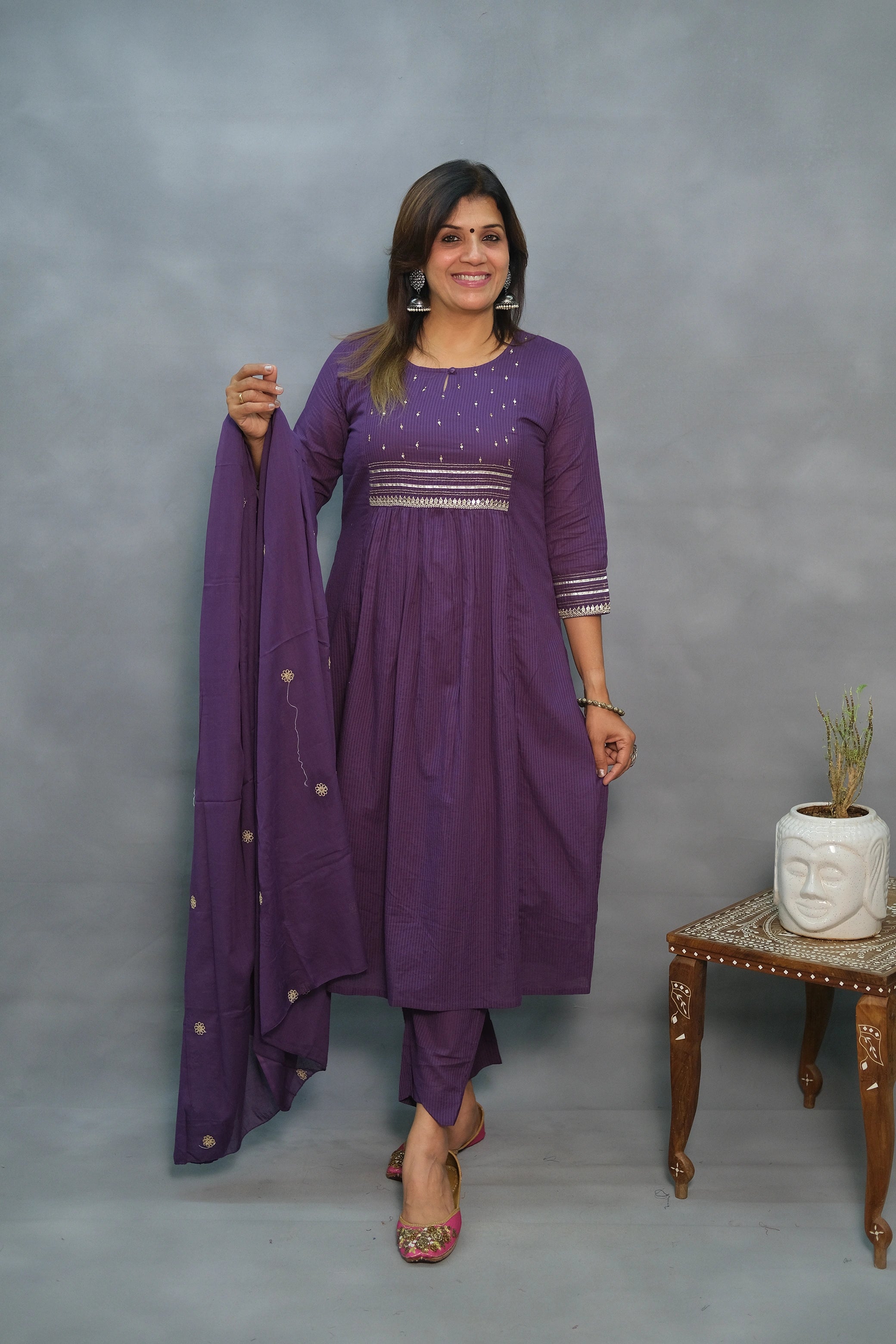 Elegant Soft Cotton 3-Piece Suit Set – Lightweight & Comfortable Ethnic Wear